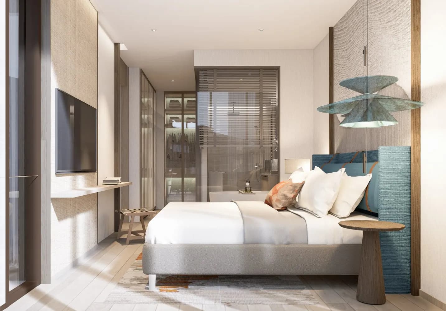 Спальня с дизайнерской отделкой